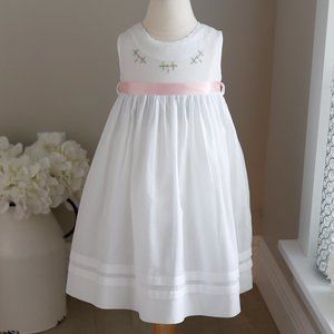 Strasburg Dress White Cotton Sleeveless Embroidery French Tuck Beach Portrait